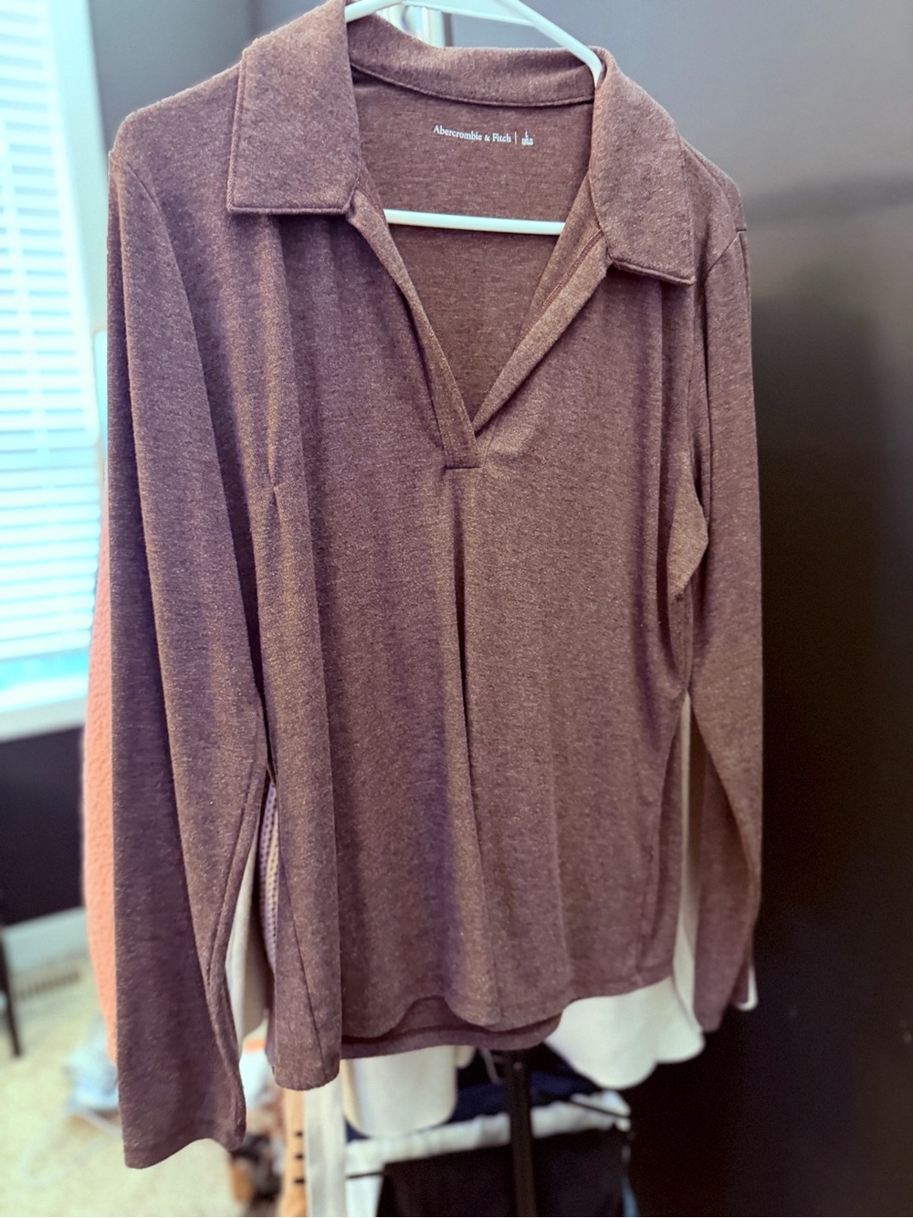 Abercrombie & Fitch | Brown Long Sleeve Polo Top | L